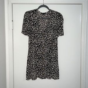 Something Navy Button Leopard Minidress